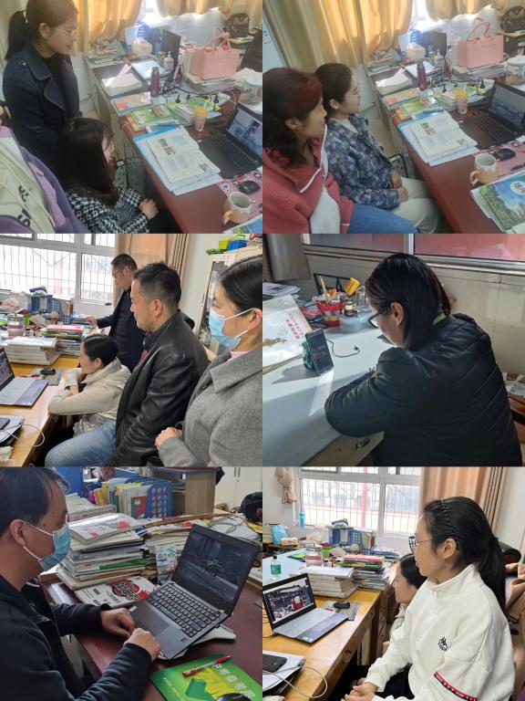 教师观看抗震救灾演习电视专题片
